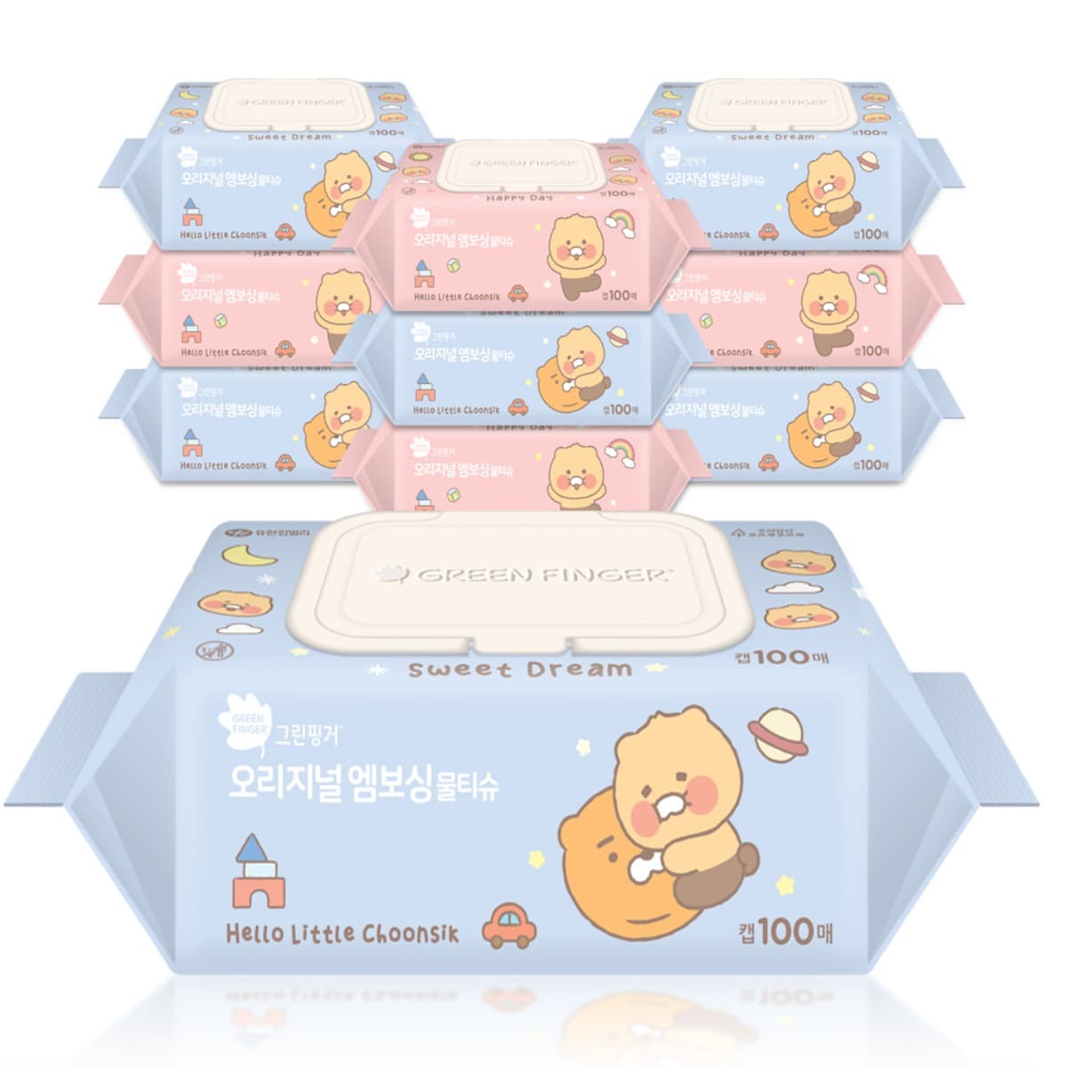 그린핑거 오리지널 엠보싱 물티슈 리틀춘식 에디션 캡형 랜덤 발송