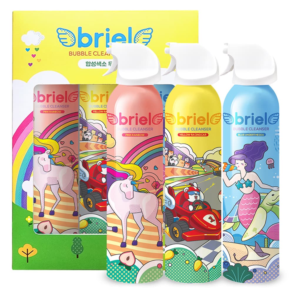 디보트브리엘 버블클렌저 핑크 레인보우 + 블루 언더더씨 + 옐로우 레이싱카 200ml 3종 세트