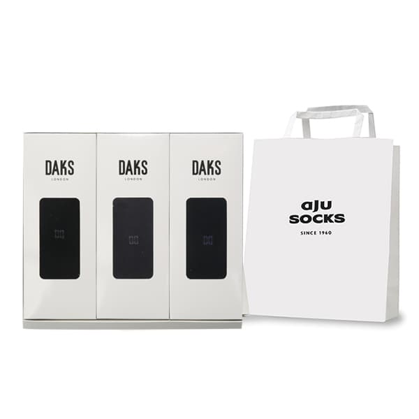 닥스 남성용 신사 무지 장목 3족 양말 선물세트 + 쇼핑백