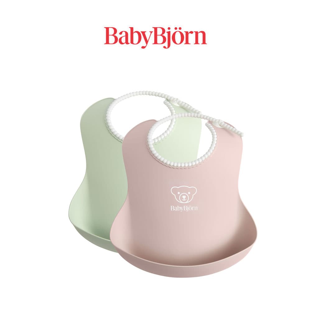 베이비뵨 베이비 빕 턱받이, 파우더그린 + 파우더핑크, 2개입, 1세트