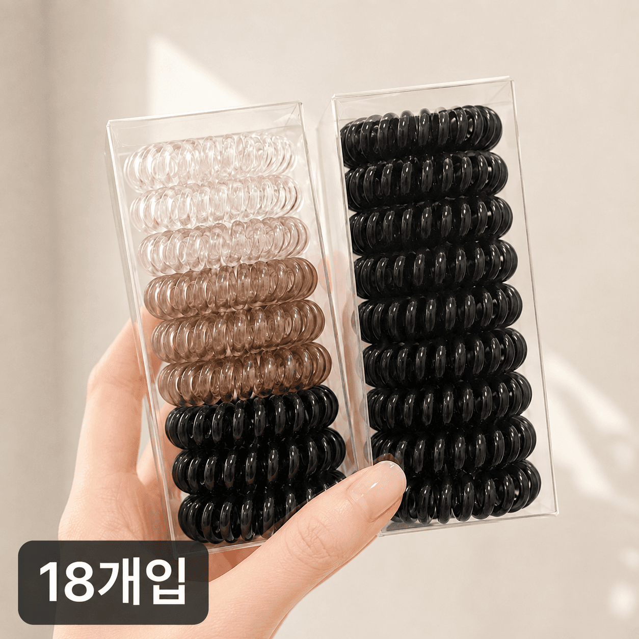 드노엘 자국없는 전화선 스프링 머리끈 고탄력 데일리 헤어끈 2세트 18P
